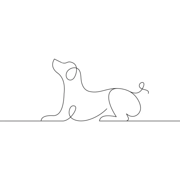 Линейный Вектор Силуэта Собаки Шаблон Логотипа Собаки — стоковый вектор