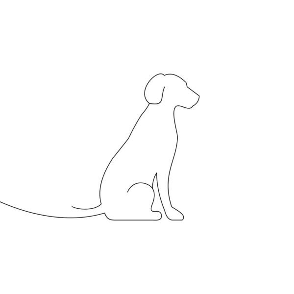 Lineaire Hond Silhouet Vector Hond Logo Pictogram Template — Stockvector
