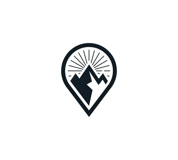 Указатель Карту Расположением Гор Pin Карты Сочетании Логотипом Саммита — стоковый вектор