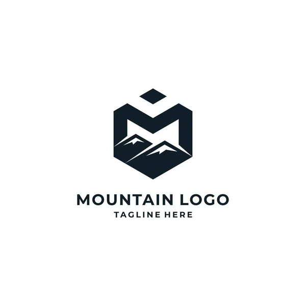 Modèle Conception Logo Hexagone Montagne Inspiration Lettre — Image vectorielle