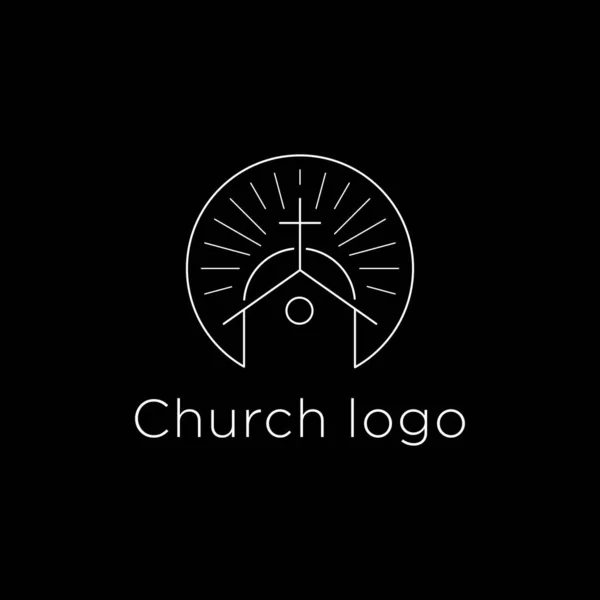 Chruch Christian Met Lijn Art Stijl Logo Design Inspiratie — Stockvector