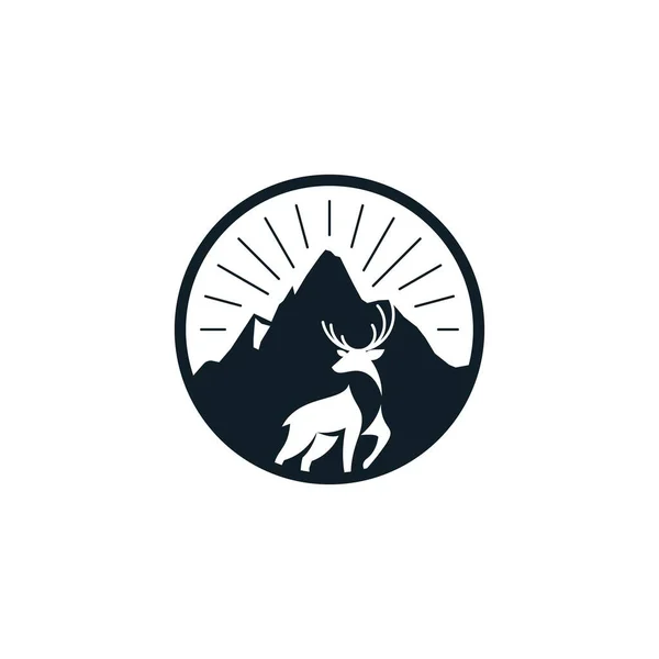 Logo Créatif Cerf Montagne Illustration Vectorielle Sur Fond Clair — Image vectorielle