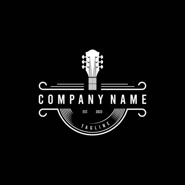 Ročník Retro Klasická Kytara Country Music Festival Emblem Logo Design — Stockový vektor