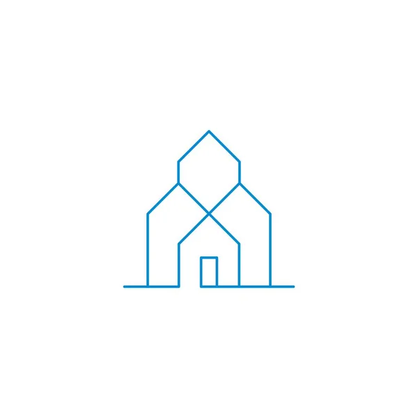 Minimalist Ουρανοξύστης Πόλη Κτίριο Γραμμή Τέχνη Λογότυπο Σχεδιασμό Διάνυσμα Γραφικό — Διανυσματικό Αρχείο