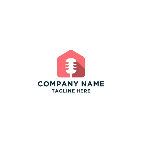 Startseite Podcast Logo Design Vorlage — Stockvektor