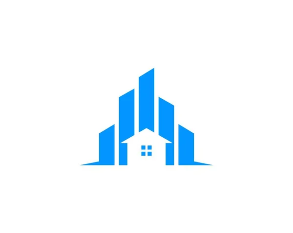 Κτίριο Εικονογράφηση Λογότυπο Διάνυσμα Γραφιστική Σχεδίαση Στυλ Τέχνης Γραμμή — Διανυσματικό Αρχείο