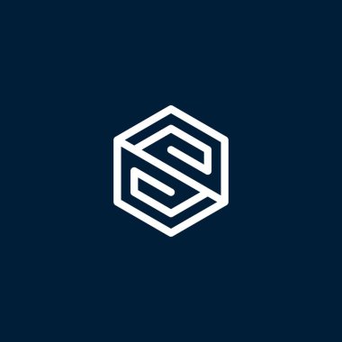 Modern yaratıcı S harfi logoti. Soyut altıgen logosu.