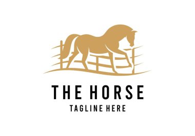 Zarif at ikonu. Kraliyet aygırı logosu. At ahırları imzası. Binicilik amblemi. Vektör illüstrasyonu.