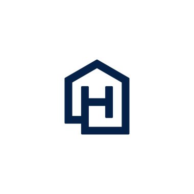 H harfi ve ev logosu tasarım vektörü
