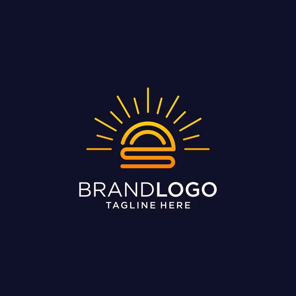Buchstabe Sonne Logo Design Vektor Ikone Grafik Illustration Emblem Hintergrund — Stockvektor