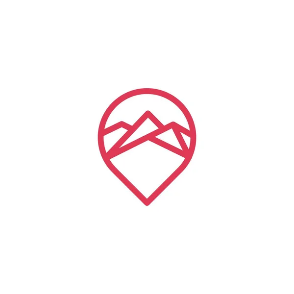 Logotipo Local Montanha Montanha Pino Com Linha Arte Estilo Vetor — Vetor de Stock