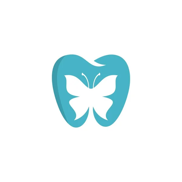 Πεταλούδες Οδοντιατρικό Λογότυπο Σχέδιο Διάνυσμα Εικονογράφηση — Διανυσματικό Αρχείο