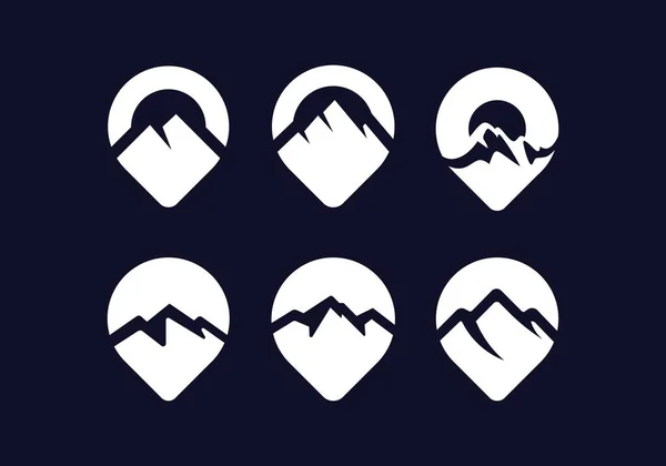 Покажчик Карти Місцем Розташування Гір Карти Пін Поєднанні Логотипом Вершини — стоковий вектор