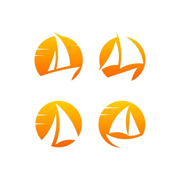 Logotipo Veleiro Com Logotipo Sol Lua — Vetor de Stock
