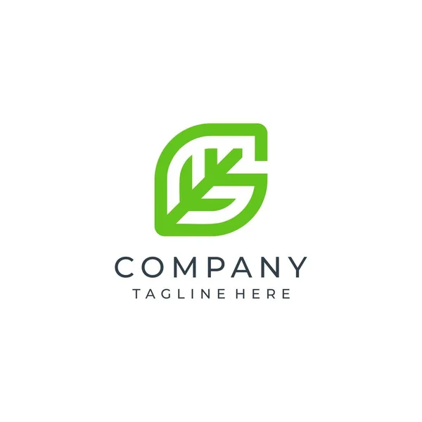 Anfangsbuchstabe Mit Blatt Logo Vorlage Für Vektordesign Mit Grünem Blatt — Stockvektor