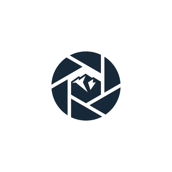 Фотоапаратний Логотип Єктива Природою Гірський Символ Векторний Дизайн Ілюстрації — стоковий вектор