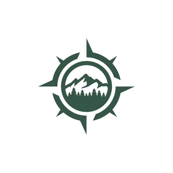 Montanha Bússola Aventura Logo Design Identidade Marca Logos Projetos Vector — Vetor de Stock