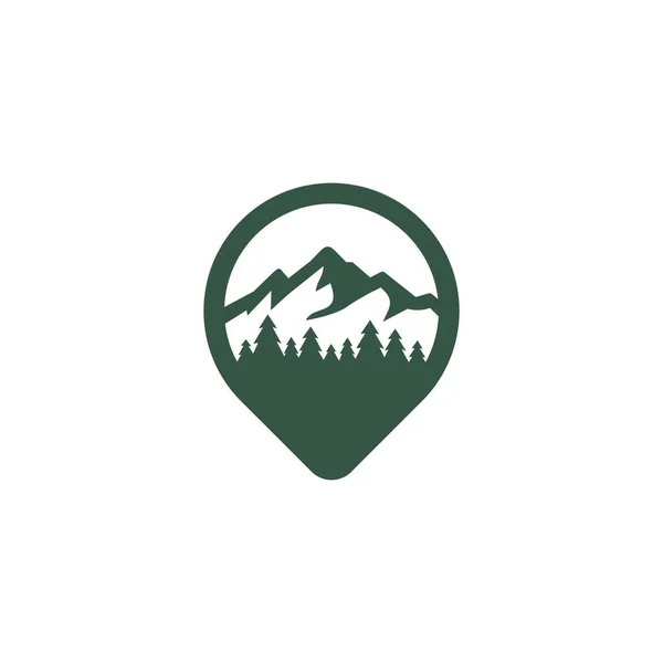 Harita Işaretleyicisi Dağ Konumu Pin Haritaları Zirve Logosuyla Birleşir — Stok Vektör