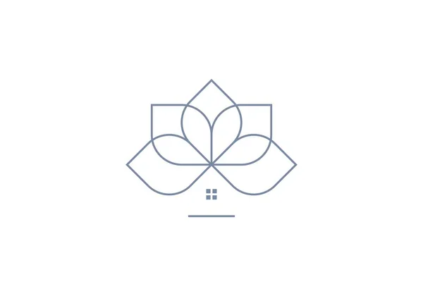 Σπίτι Λογότυπο Λουλούδι Στυλ Γραμμή — Διανυσματικό Αρχείο