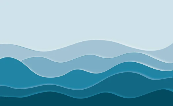 Okyanus Dalgaları Desen Biçiminde Kesilmiş Kağıt Üzerindeki Soyut Mavi Eğim — Stok fotoğraf