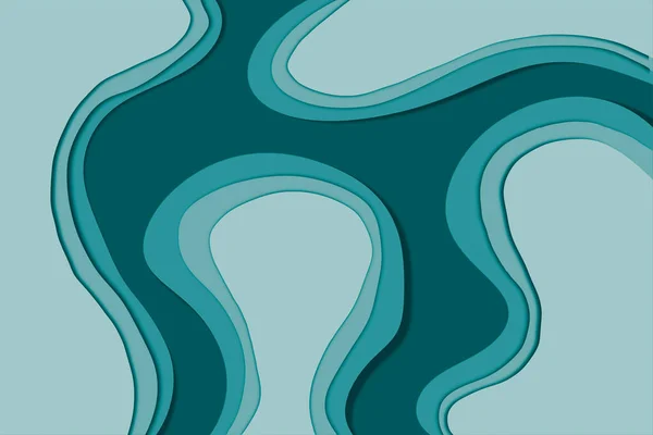 Kıvrımlarda kesilmiş kağıt üzerinde soyut mavi, dalga desenleri. Zıt renkler. Sunumlar, el ilanları, posterler vs. için grafik tasarım düzeni için ideal.,