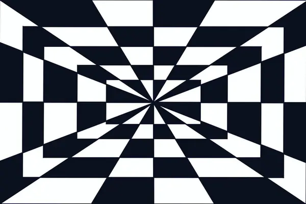 Siyah ve beyaz bir optik illüzyon, sanat dekoratif bir unsurun geometrik kusursuz desenli soyut bir arka plan.