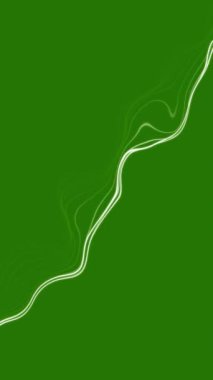 Yeşil zemin üzerinde izole edilmiş parçacık dijital hareket çizgisi dalgası. Beyin dalgaları yavaş çekimde canlanır. Dikey video.