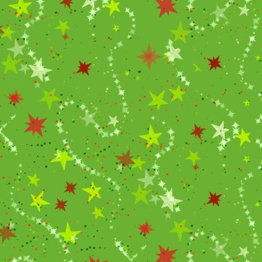 Soyut, canlı, yeşil, yıldız desenli bir yılbaşı.. 