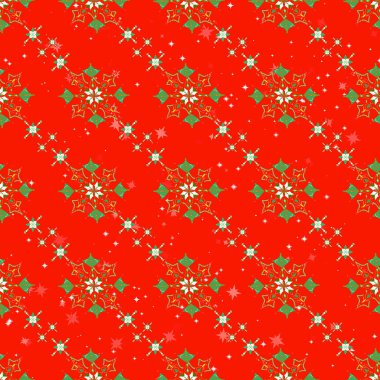 Kar taneleriyle kusursuz bir Noel deseni. Yılbaşı ve yeni yıl için yeni yıl arkaplanı. vektör illüstrasyonu