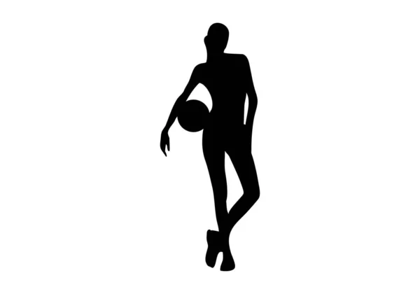 Icône Noire Fille Sportive Tenant Une Balle — Image vectorielle
