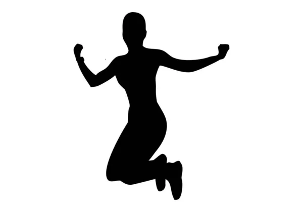 Jumping Menina Atleta Ícone Preto — Vetor de Stock