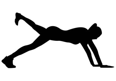 Sporcu kız ikonu jimnastik yapıyor. Jimnastikçi siyah silueti