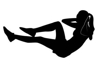 Siyah spor kızı ikonu mekik çekiyor.