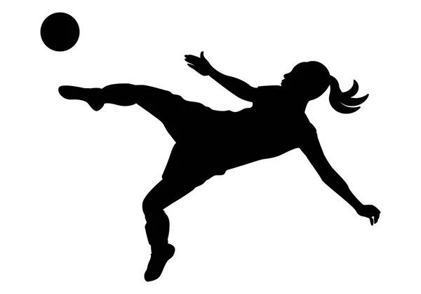 女足抛球的黑色图标 足球运动员投的球 — 图库矢量图片