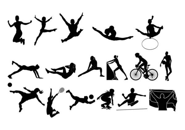 Schwarze Ikone Der Sportlerinnen — Stockvektor
