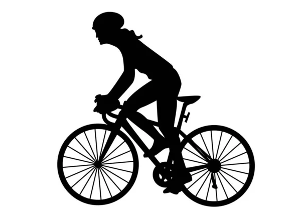 Cyclist Girl Black Icon Women Cycling — Stock Vector