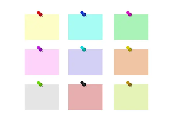 Válogatott Color Note Thumbtack Ikon Lap — Stock Vector