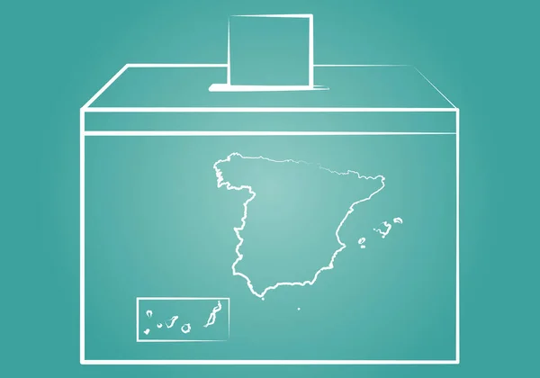 Εκλογές Στην Ισπανία Στο Ισπανικό Έδαφος Κενό Περίγραμμα Της Ισπανίας — Διανυσματικό Αρχείο
