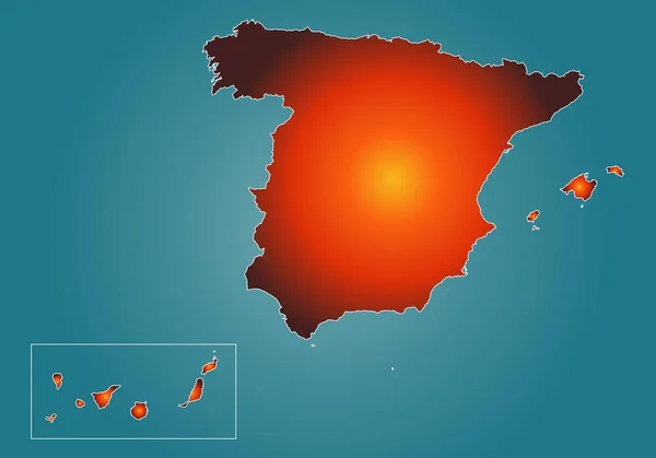 Κύματα Καύσωνα Στην Ισπανία Υπερθέρμανση Του Πλανήτη — Διανυσματικό Αρχείο