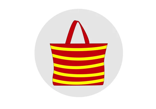Ikona Plážové Tašky Červeným Žlutým Potiskem Taška Potiskem Vlajky Španělska — Stockový vektor