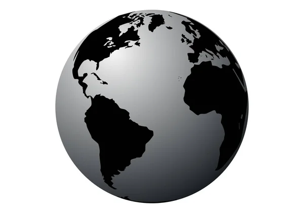 Ikona Planety Ziemi Czarno Szarym Gradientem Objętości — Wektor stockowy