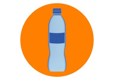 Bir şişe su ya da başka bir sıvı ikon. Turuncu çemberde içecek simgesi