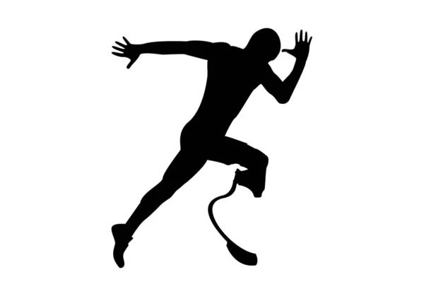Ikone Eines Paralympischen Athleten Mit Beinprothese — Stockvektor
