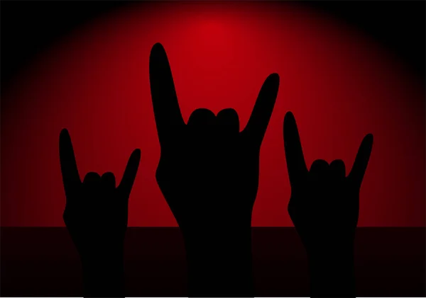Concert Rock Mains Levées Avec Symbole Rock Sur Fond Dégradé — Image vectorielle