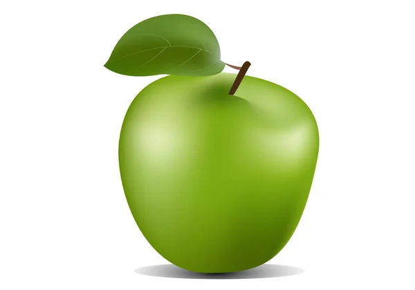 有叶子的绿色苹果图标 — 图库矢量图片
