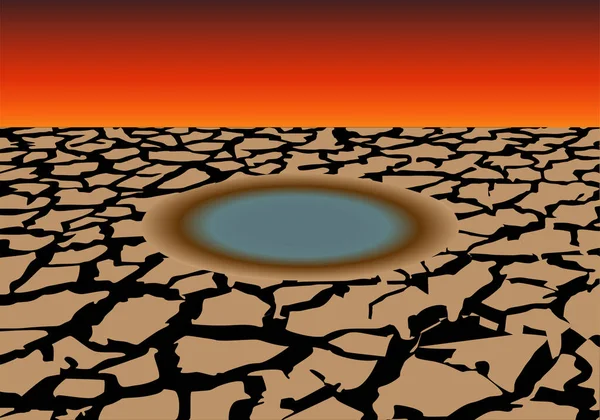 Kuraklıkta Bir Birikintisi Sıcak Hava Dalgası Küresel Isınma Klim Değişikliği — Stok Vektör