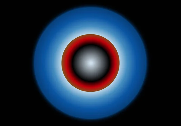 Hintergrund Mit Blauem Weißem Und Rotem Kreis Auf Schwarzem Hintergrund — Stockvektor