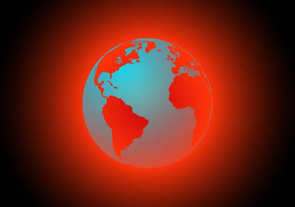 Planeta Quente Vermelho Terra Desintegrar Aquecimento Global Onda Calor Desastre — Vetor de Stock