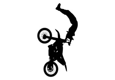 Motosikletli serbest stil ikonu ve motosikletli dublör. motorsiklet sporları