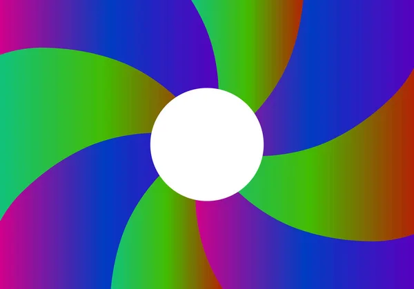 Спираль Голубом Зеленом Оранжевом Фуксии Центральным Белым Кругом — стоковый вектор